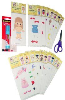 Adorable Kinders 20 Piece Evelyn Paper Doll Set: Toys & Games