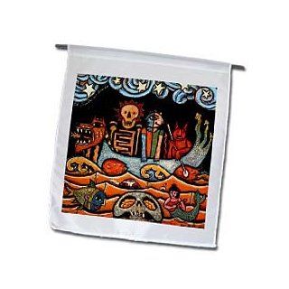 3dRose fl_21127_1 The Devil S Dream Folk Art Skulls Mexican Colorful Surrealism Garden Flag, 12 by 18 Inch : Outdoor Flags : Patio, Lawn & Garden