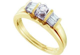 14k Yellow Gold Round Diamond Womens Bridal Wedding Engagement Ring & Anniversary Band Set .25 Ct.t.w. Jewelry