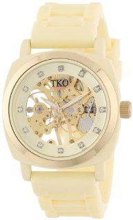 TKO ORLOGI Women's TK626CR Milano Cream Rubber Mechanical Movement Skeleton Watch: Watches
