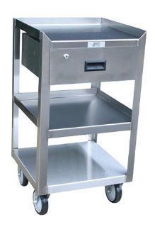 Stainless Steel Cart with Locking Drawer 18"W x 18"L x 33"H  Mail Carts 