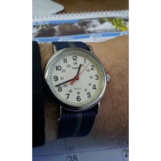 Timex Unisex T2N654 Weekender Watch with Blue and Gray Nylon Strap: Timex: Watches
