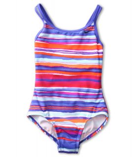 Nike Kids Tye Dye Stripe Spider Back Tank Girls Swimsuits One Piece (Purple)