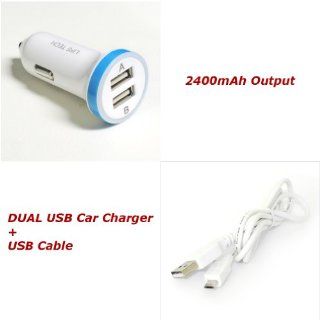 For ZTE Radiant Z740 / Whirl Z660G 2.4A White Dual USB Car Charger w/ USB Cable: Cell Phones & Accessories