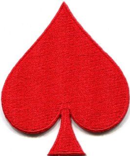 Red Spades Suit Playing Cards Biker Retro Poker Applique Iron on Patch S 662 Handmade Design From Thailand: Patio, Lawn & Garden