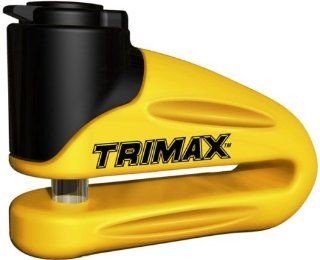 Trimax T665LY Hardened Metal Disc Lock   Yellow 10mm Pin (Long Throat) with Pouch & Reminder Cable Automotive