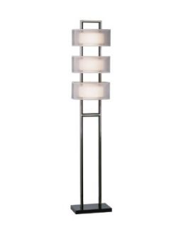 Nova Lighting 2349 Amarillo Silver Accent Floor Lamp, Dark Brown Wood & Brushed Nickel with Ghost White Shades    