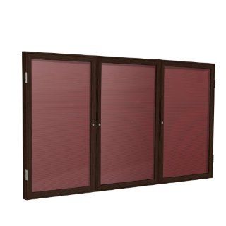 3 Door Wood Frame Enclosed Flannel Letterboard Surface Color: Burgundy, Size: 36" H x 72" W x 2.25" D, Frame Finish: Walnut : Changeable Letter Boards : Office Products