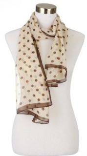 ForeverScarf Classic Fashion Silk Feel Polka Dot Pattern Scarf, Beige at  Womens Clothing store