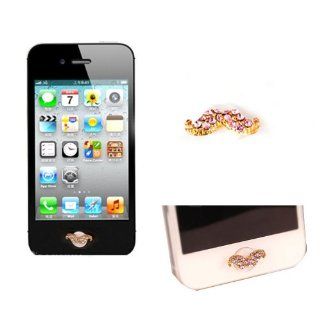 HuaYang Crystal Rhinestone Moustache Home Button Key Sticker Paster For iPhone 4S 4 5 5G iPod iPad Mini 3(Pink): Cell Phones & Accessories