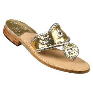 Jack Rogers Navajo Sandal Gold/Silver Trim (19 647) (7.5AA): Shoes