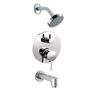Hansgrohe HG T101 Brushed Nickel S S Tub and Shower Valve Trim with Thermostatic / Volume Control, Diverter, Single Function Shower Head and Non Diverter Tub Spout Less Spout HG T101   Tub And Shower Faucets  