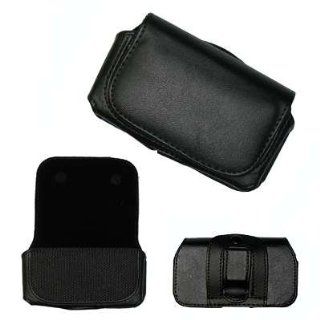Leather Side Case Pouch (With Belt Clip and Belt Loop) + Custom Cut LCD Screen Protector for Motorola Rival A455 [Accessory Export Brand]: Cell Phones & Accessories