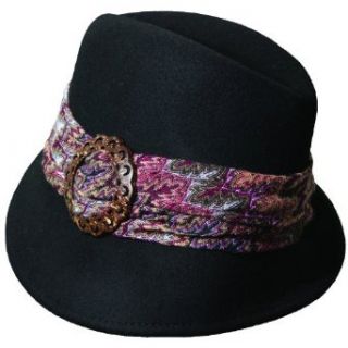 Dorfman Pacific Scala Women's Wool Felt Fedora w/ Trim Hat   Black at  Womens Clothing store: