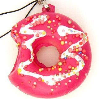 pink donut squishy charm with colourful sprinkles: Toys & Games