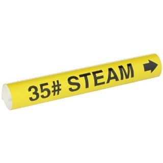 Brady 5607 I High Performance   Wrap Around Pipe Marker, B 689, Black On Yellow Pvf Over Laminated Polyester, Legend "35# Steam": Industrial Pipe Markers: Industrial & Scientific
