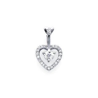 Solitaire Heart Diamond Pendant 18k White Gold Charm Round (1/5 Carat): Jewel Tie: Jewelry