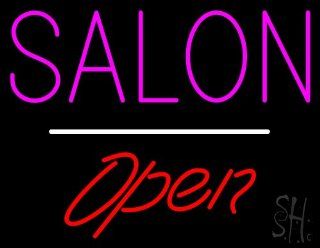 Salon Script1 Open White Line Outdoor Neon Sign 24" Tall x 31" Wide x 3.5" Deep : Business And Store Signs : Office Products