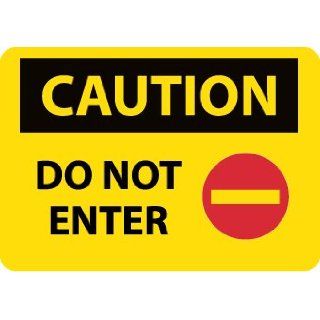NMC C665RC OSHA Sign, Legend "CAUTION   DO NOT ENTER" with Graphic, 20" Length x 14" Height, Rigid Plastic, Black/Red on Yellow: Industrial Warning Signs: Industrial & Scientific