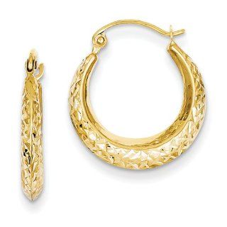 14k Yellow Gold Madi K Textured Hollow Hoop Earrings: Vishal Jewelry: Jewelry