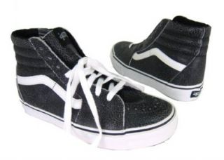 Vans Sk8 Hi Tops LX Black Cracked Leather Shoes (8 Mens/ 9.5 Ladies) Fashion Sneakers Shoes