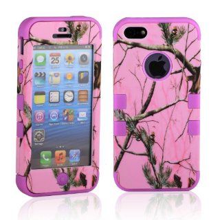MagicSky Plastic + Silicone Hybrid Baby Pink Tree Pattern Case for Apple iPhone 5 5G   1 Pack   Retail Packaging   Purple: Cell Phones & Accessories