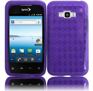 VMG 2 ITEM Combo For LG Optimus Elite LS696 TPU Gel Skin Case Cover   PURPLE Argyle Diamond Pattern Design Premium TPU 1 Pc Slim Fitted Rubber Gel Skin Case Cover + LCD Clear Screen Saver Protector [by VANMOBILEGEAR] Cell Phones & Accessories