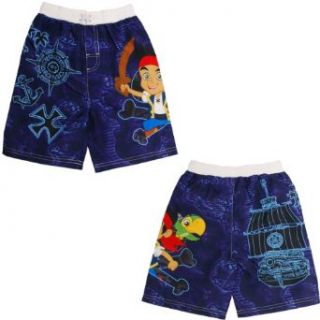 Disney Jake and the Never Land Pirates "Map" Blue Swim Trunks Shorts 2T 4T (4T): Clothing