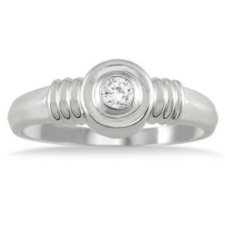 Szul 14K White Gold Round Cut Bezel Set Solitaire Diamond Ring