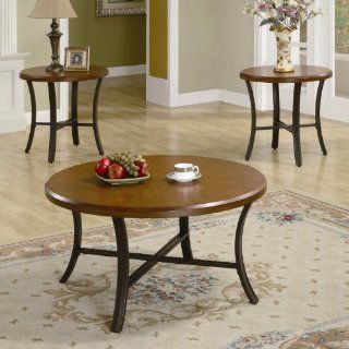 3 Piece Occasional Round Coffee Table and End Table Set. Includes Coffee Table and 2 End Tables  