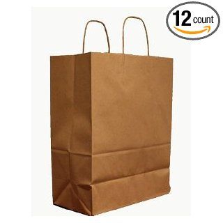 Brown Paper Bag with Handle 13x7x17 12/pack: Industrial & Scientific