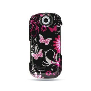 Pink Butterfly Hard Cover Case for Samsung Suede SCH R710 Cell Phones & Accessories
