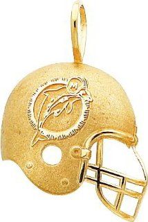 14K Gold NFL Miami Dolphins Football Helmet Charm: Sports Fan Charms: Jewelry