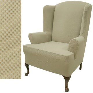 Wing Loveseat Slipcover Stretch Pique Oatmeal Biscuit 707   Armchair Slipcovers