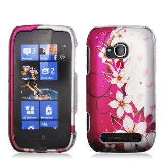 Aimo Wireless NK710PCIMT070 Hard Snap On Image Case for Nokia Lumia 710   Retail Packaging   Blue/Flowers and Butterfly: Cell Phones & Accessories