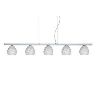 Tay Tay 5 Light Linear Pendant Finish: Polished Nickel, Glass Shade: Cocoon   Ceiling Pendant Fixtures