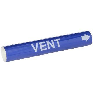 Brady 5855 I High Performance   Wrap Around Pipe Marker, B 689, White On Blue Pvf Over Laminated Polyester, Legend "Vent": Industrial Pipe Markers: Industrial & Scientific