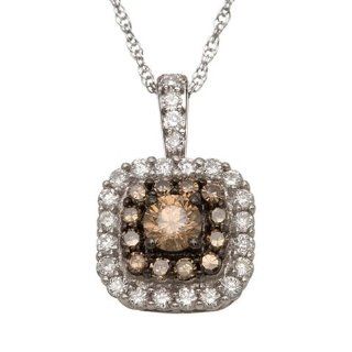 Chocolate Brown Diamond Pendant Necklace 10K White Gold, 18"   Valentines Day Gifts: Jewelry