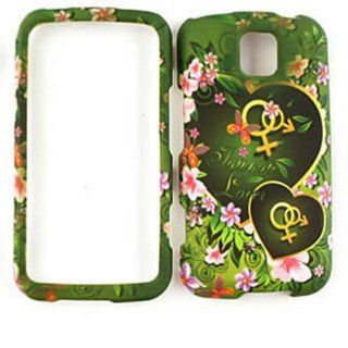 For Lg Optimus M / C Ms 690 Hearts Flowers Leaves Matte Texture Case Accessories: Cell Phones & Accessories