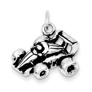 Sterling Silver Antiqued Go Kart Racer Charm: Jewelry