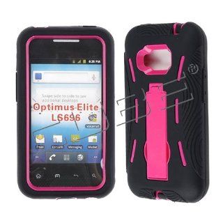 Cell Phone Snap on Case Cover For Lg Optimus Elite / Optimus M+ Ls 696    Two Tone Solid Color + Kickstand: Cell Phones & Accessories