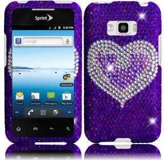 LG Purple Heart Full Diamond Bling Case Cover for LG Optimus Elite LS696 VM696: Cell Phones & Accessories