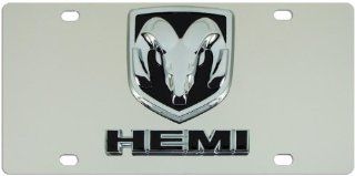 Dodge HEMI Logo on Chrome Steel License Plate: Automotive