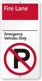 Fire Lane   Emergency Vehicles Only (with No Parking Symbol) Sign, 24" x 12"