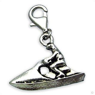 Beggar Charms pendant surfer silver #9445, bracelet Charm  Phone Dangle, extra large: Clasp Style Charms: Jewelry