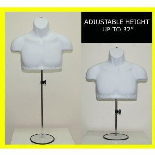 Torso Male W/Metal Base Body Mannequin Form 19" To 38" Height For S M Sizes   White