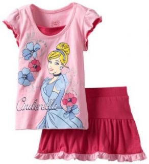 Disney Girls 2 6X Toddler 2 Piece Knit Pullover and Divided Skirt with Attached Knit Short, Pink, 3T: Clothing