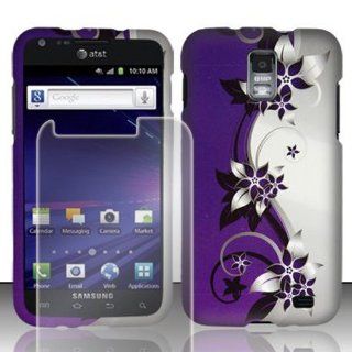 Duo Package  Hard Cover Purple/Silver Vines Design Case + One Tough Shield (TM) Brand Clear Screen Protector for Samsung Galaxy S II Skyrocket (AT&T Model SGH i727 Only): Cell Phones & Accessories
