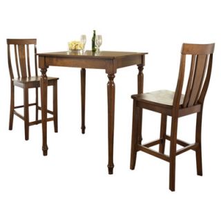 Crosley Three Piece Pub Dining Set with Turned Leg Table and Shield
