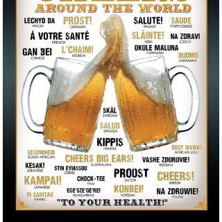 Cheers Around The World Beer Tin Sign   Bar Accessories